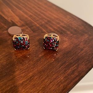 Kate spade glitter multi color stud square earrings